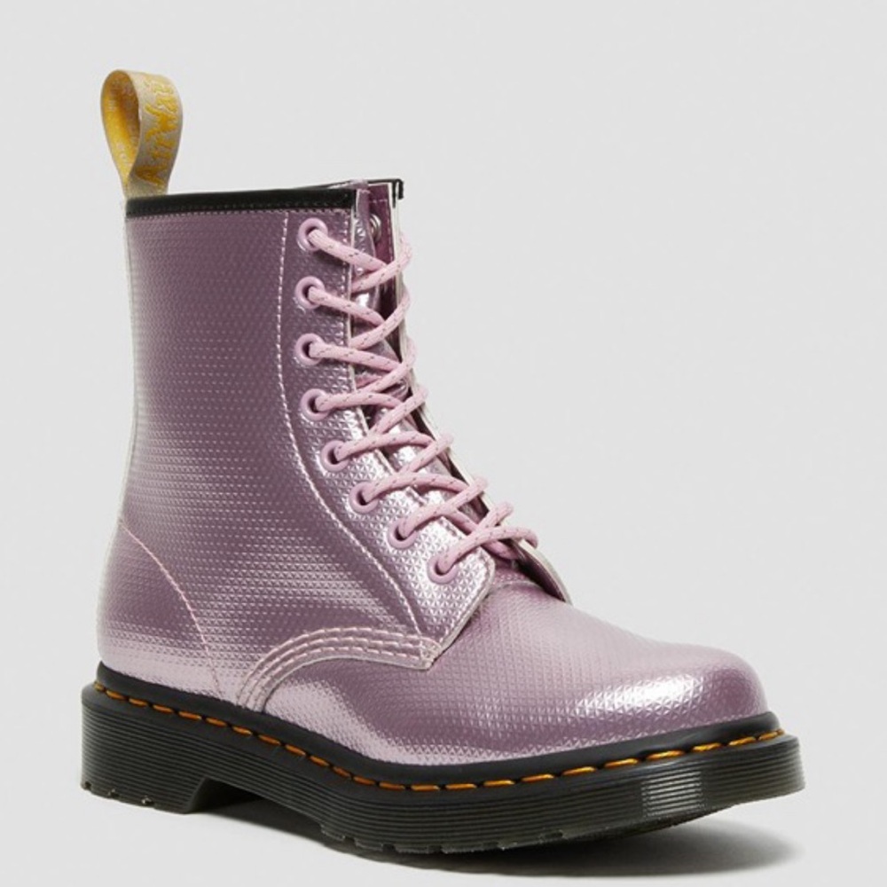 Dr. Martens 1460 Vegan Aluminum Pink Leather Boots.